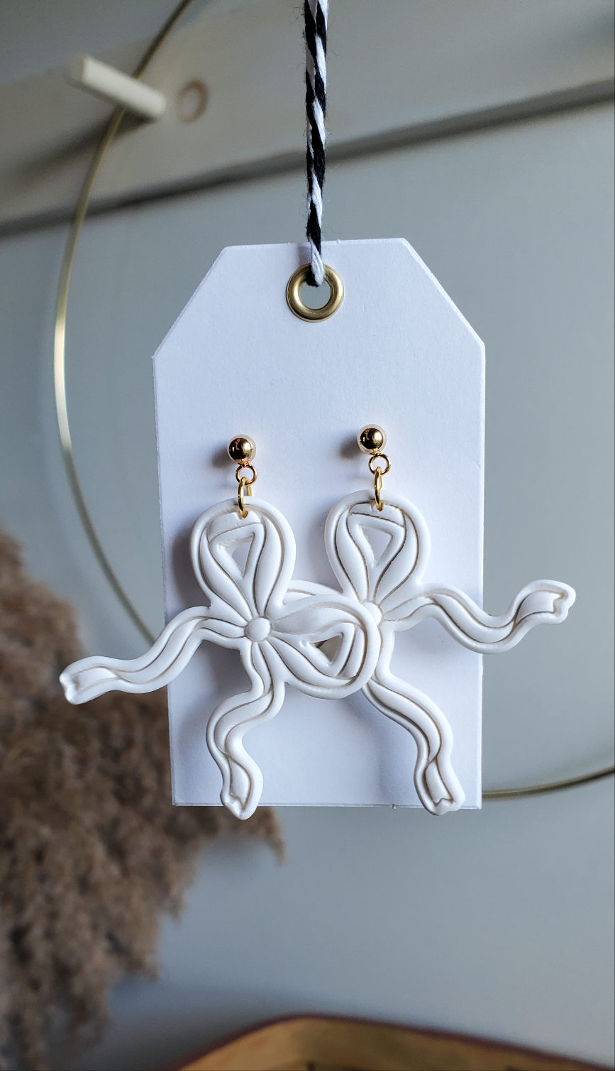 "White Ribbon" Earrings